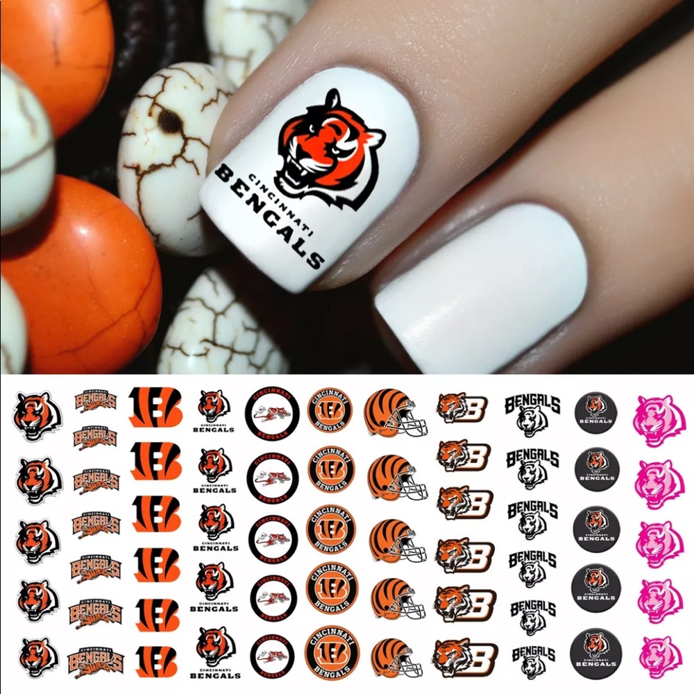 Bengals 💌BO/GO$6 🏈 Cincinnati Bengals  Water Transfer Nail Decals NFL Football